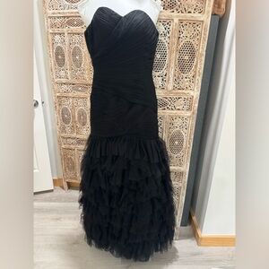 Black Ruffled Tulle Evening Dress